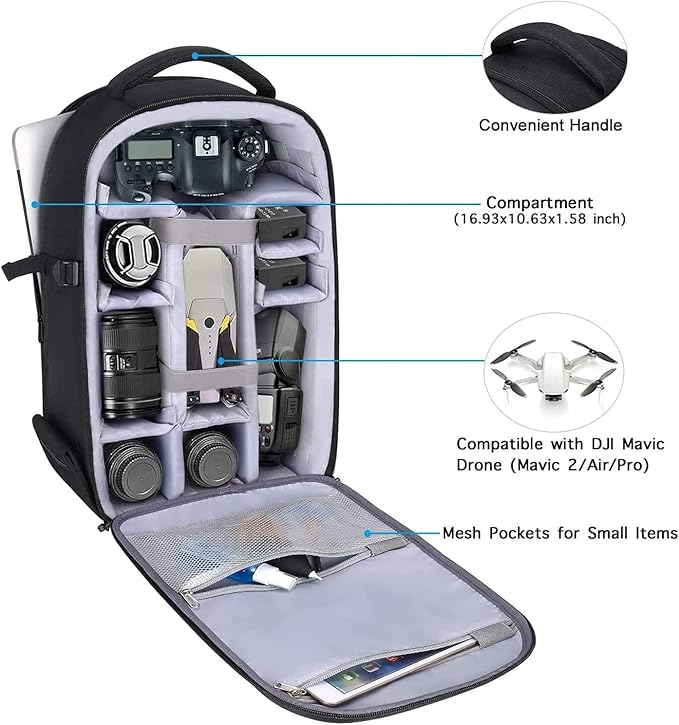 MOSISO Camera Backpack, DSLR/SLR/Mirrorless Photography Camera Bag 15-16 inch Waterproof Hardshell Case with Tripod Holder&Laptop Compartment Compatible with Canon/Nikon/Sony, Black