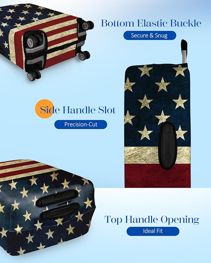 Slohif Luggage Cover for Suitcase Tsa Approved Protector - Luggage Sleeve Large Suit Case Cover Travel Stretch Baggage Case Protective Washable Fit 31-32 Inch Flag XL