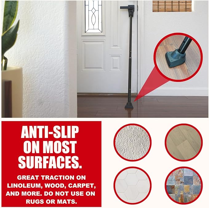 SECURITYMAN 2-in-1 Door Security Bar & Sliding Patio Door Security Bar (2 Pack) via Interchangeable Caps - Heavy Duty Iron Construction Door Stoppers Lock for Home, Apartment, Travel Hotel - Black