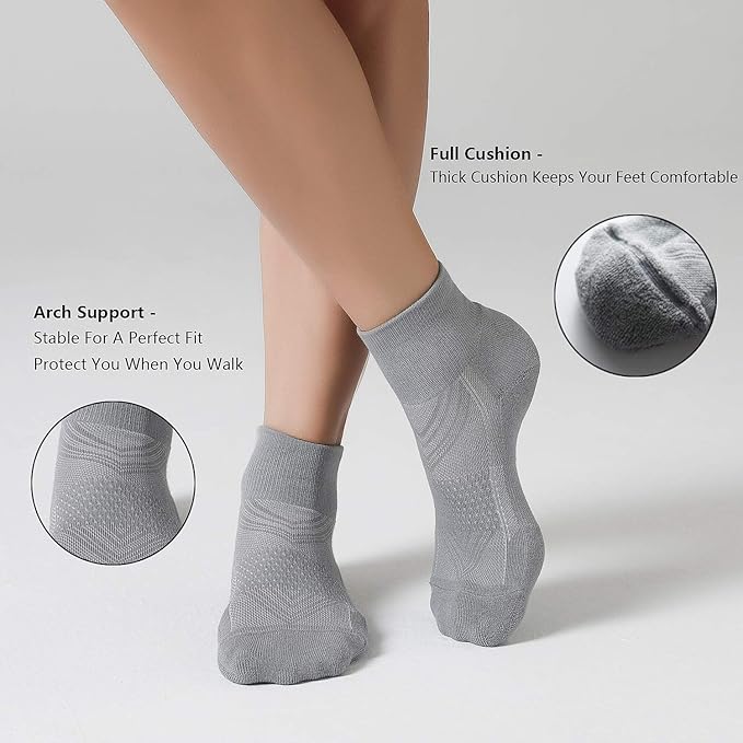CS CELERSPORT 6 Pairs Women's Running Ankle Socks Athletic Sport Socks Cushioned