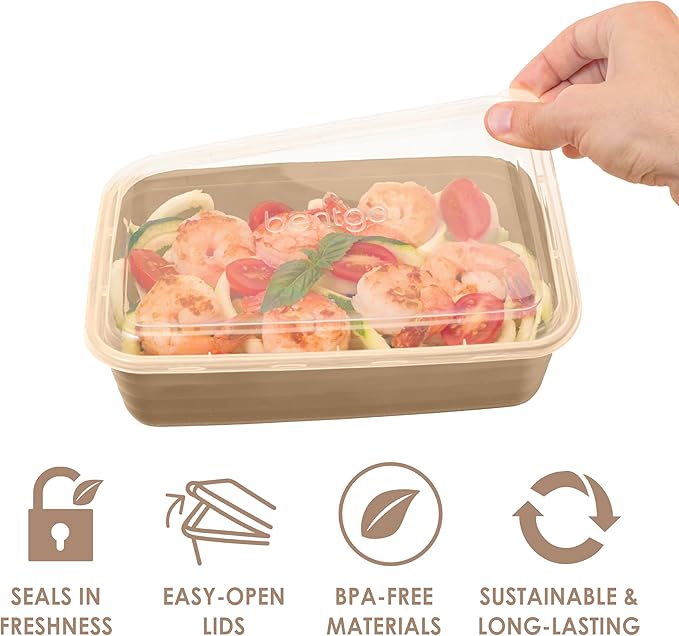 Bentgo 20-Piece Lightweight, Durable, Reusable BPA-Free 1-Compartment Containers - Microwave, Freezer, Dishwasher Safe - Gold