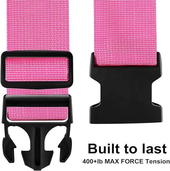 Luggage Straps for Suitcases TSA Approved-2 Pack Bright Personalized Luggage Belt Strap for Suitcase/Carry On Bag Luggage Accessories for Travel (Pink)