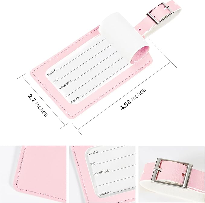 Travelambo Luggage Tags for Suitcases PU Leather Travel Tags Bag Tags Privacy Protection Travel Essentials