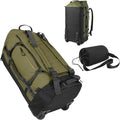 85L 29“ Foldable Rolling Backpack with Wheels, Soft-Side Travel Duffle Bag with Separate Shoe Compartment, Full Quilted Bottom, Army Green