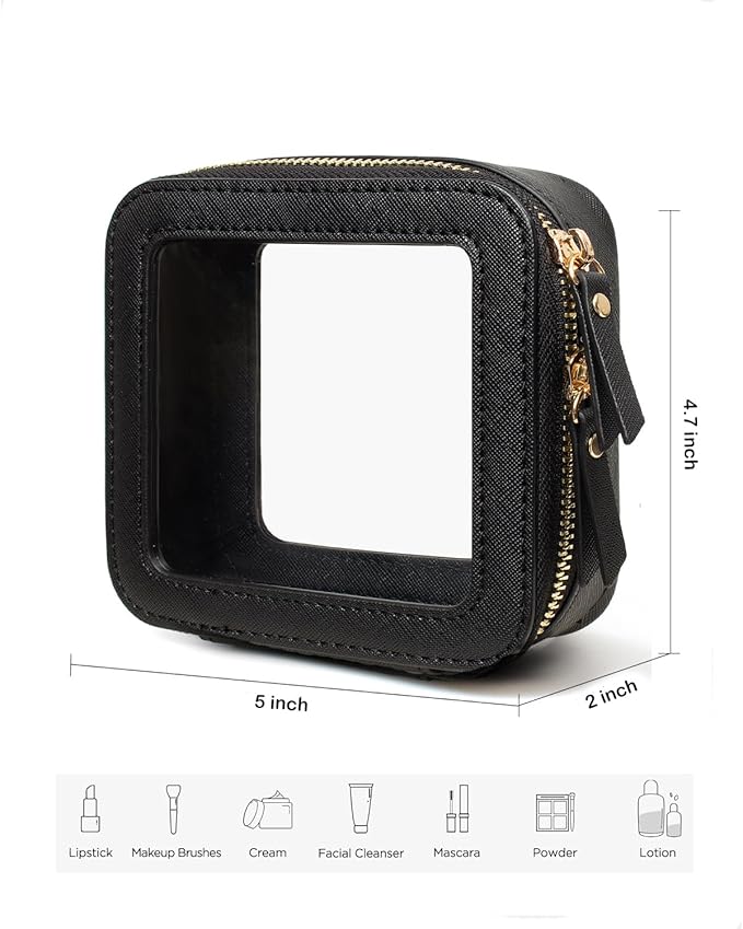 Travel Clear Makeup Bag Set, TSA Approved Cosmetic Bag Case with Zipper Portable Makeup Pouch Toiletry Bag Women Traveling Cosmetic Organizer Storage Bag Car Organizer Car Essentials for Women