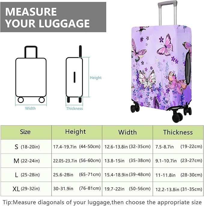 Travel Luggage Cover Suitcase Protector Fits 18-32 Inch Wheel Covers PatternedTravel Related Items Flower Luggage Protector Elastic L