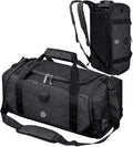 Gym Duffle Bag Backpack Waterproof Sports Duffel Bags Travel Weekender Bag for Men Women Overnight Bag with Shoes Compartment Black