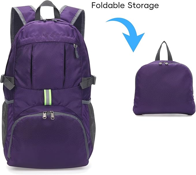 Yaopeing Lightweight Backpack,25L Foldable Hiking Packable,Water Resistant Travel Outdoor Shoulder Bag for Woman Men,Purple