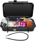 Beach Lock Box,Travel Safe Lock Box with Removable Chain,Locking Boxes with Code,Portable Lockbox for Travel Safe,Personal Items,Beach,Gym,Hotel,Dorm,Black