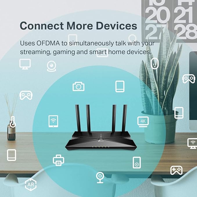 TP-Link Smart WiFi 6 Router (Archer AX10) – 4 Gigabit LAN Ports, Dual Band 802.11AX Router, Beamforming, OFDMA, MU-MIMO, Parental Controls, Dual-Core 900MHz Processor, Works with Alexa
