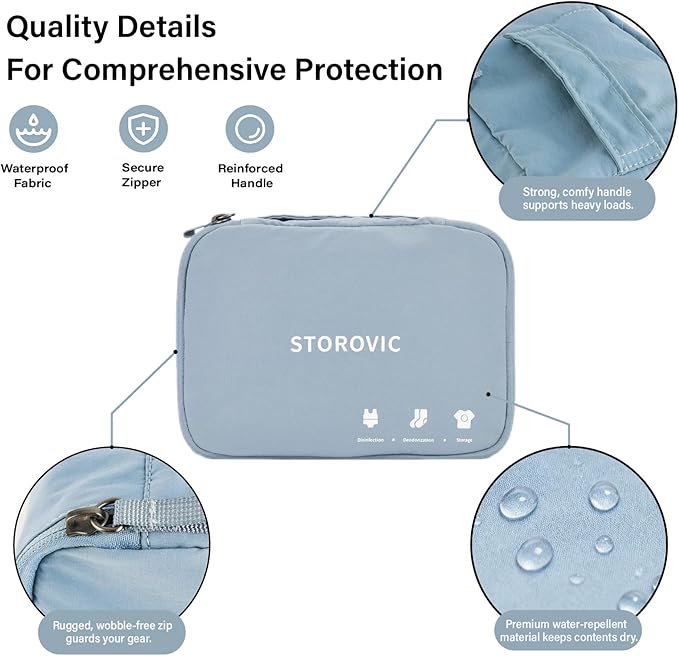 Packing Cubes for Suitcases - Premium Travel Organizer Bags, Water-Resistant, Odor-Eliminating, Soft & Portable Luggage Accessories, Blue（8.3” × 6.1” × 4.5”） S