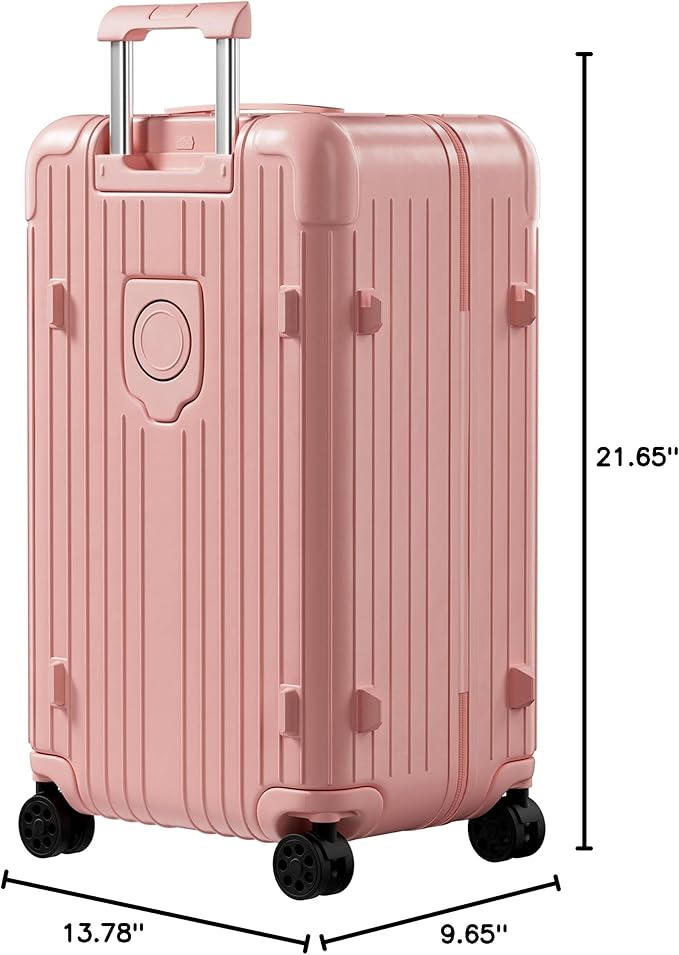 Krute Carry on Luggage 20 Inch USB Suitcases with Spinner Double Wheels Cup Holder PC+ABS Hardside Luggage with TSA Lock (Pink)