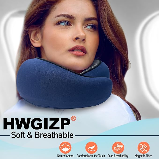 Travel Pillow | High-Density Memory Foam Pillow with 360° Surround Support. Ergonomically Designed. Ideal for Airplane Travel and Home Use.