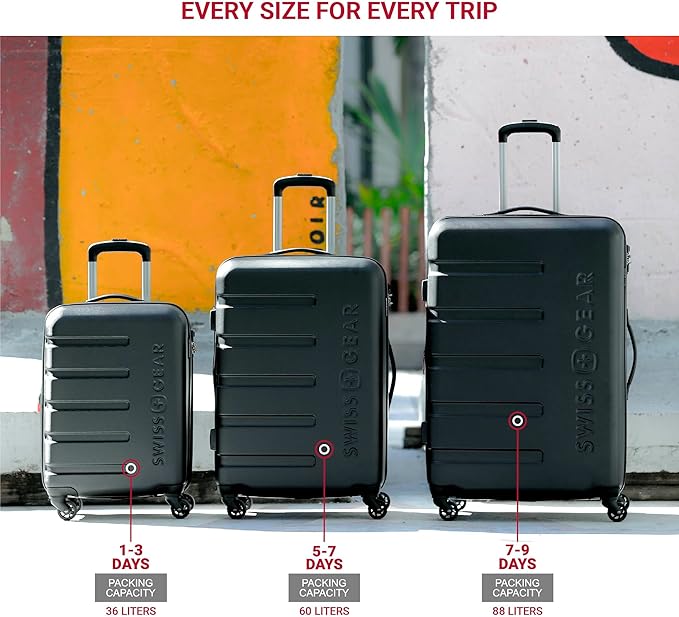 SwissGear 7366 Hardside Expandable Luggage with Spinner Wheels, Grey, 2-Piece Set (19/27)