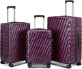 Luggage sets 3 piece with Spinner Wheels, PC Hard Shell Travel Luggage, Carry On suitcase with TSA Lock,YKK Zippers,Charcoal Metallic (Purple, 3 Piece Sets(20/24/28))