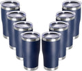 DOMICARE 20oz Tumbler with Lid Stainless Steel Tumblers Bulk, Double Wall Vacuum Insulated Coffee Travel Mug Powder Coated Tumbler, 8 Pack Navy