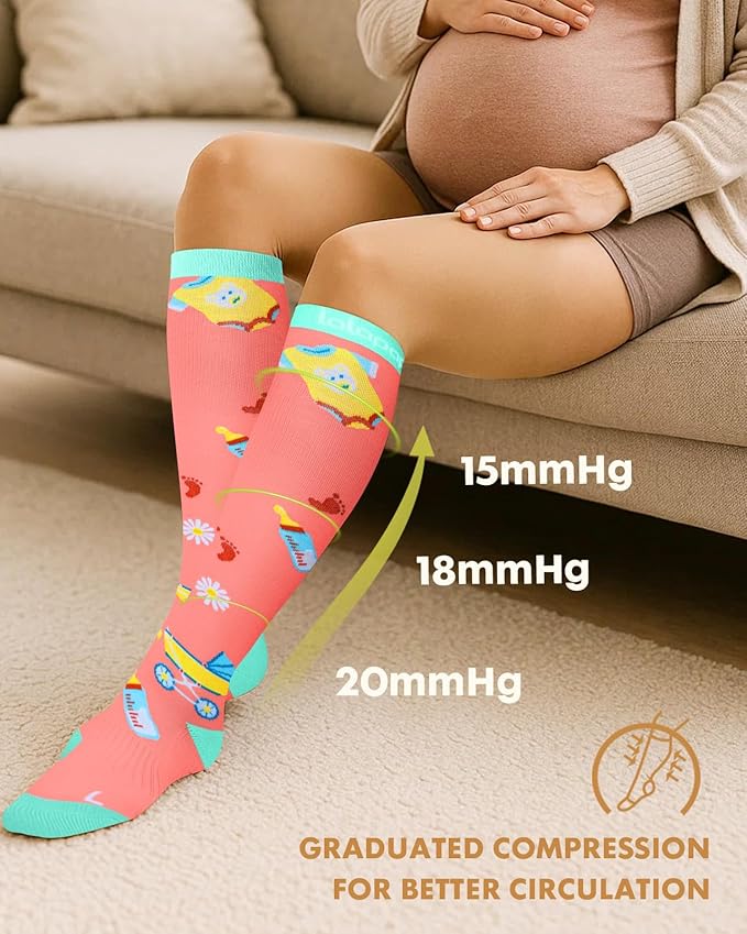 Thick Soft Cotton Compression Socks for Women Men 15-20mmHg Knee High Breathable Cotton Socks for All Day Comfort