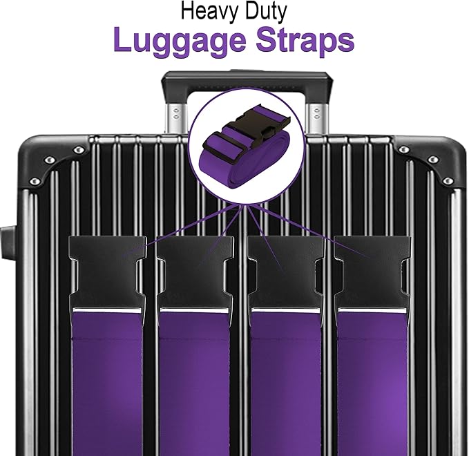 Luggage Straps for Suitcases TSA Approved Travel Belt 4 Pack by Chelmon