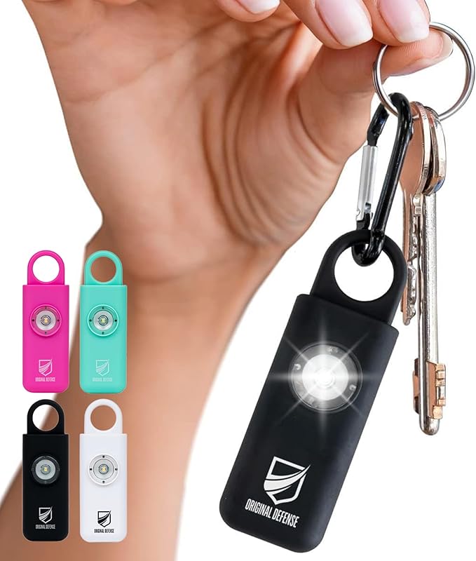 Original Defense® Siren Self-Defense Alarm (Black) - 130 dB Keychain Alarm with LED Strobe Light for Women, Children, and Elderly - Police Recommended