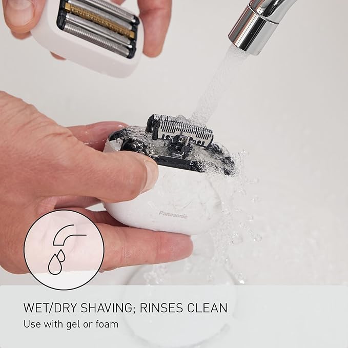 Panasonic ARC5 Palm-Sized Foil Shaver for Men, Powerful Travel Electric Razor, USB-C Charge Wet/Dry, Easy Clean Luxury Japanese 5-Blade, Smooth & Precise Cut w/Smart Sensor (Natural Sea Stone)