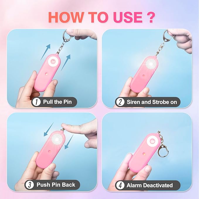 Personal Safety Alarm for Women - 130dB Self Defense Keychains Siren Whistle, Replaceable Battery with SOS LED Strobe Light - Emergency Security Safe Protection Devices for Kids Elderly