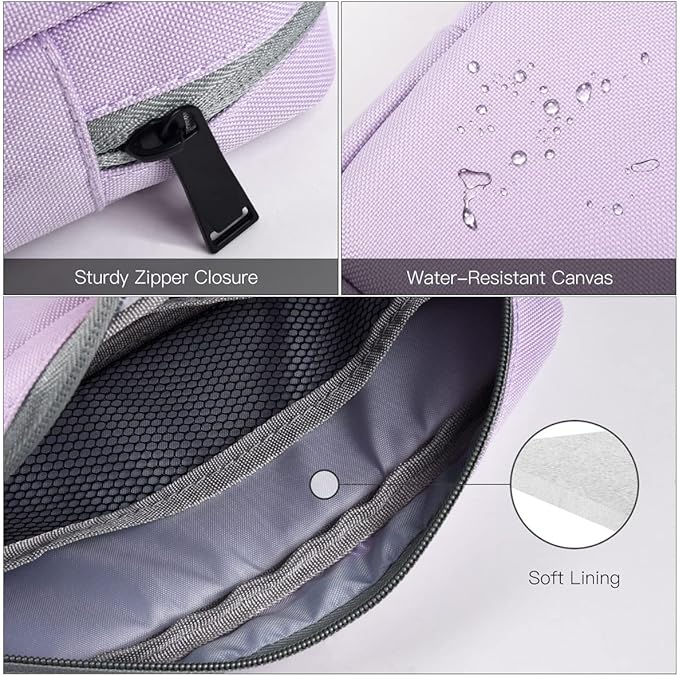 Universal Electronics Accessories Bag Pouch, 2-Pack Portable Soft Carrying Case Bag Wire Cable Organizer for Hard Drive, Power Adapter, Laptop Mouse, Cosmetics Kit, Cell Phone, Small+Big-Purple