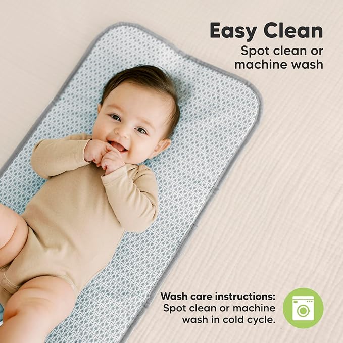 KeaBabies Portable Diaper Changing Pad, Easy Wipe Clean - Foldable Waterproof Baby Changing Mat for Diaper Bag, Compact, Lightweight,25x13 Baby Changer Travel Essential,Machine Washable(Classic Gray)