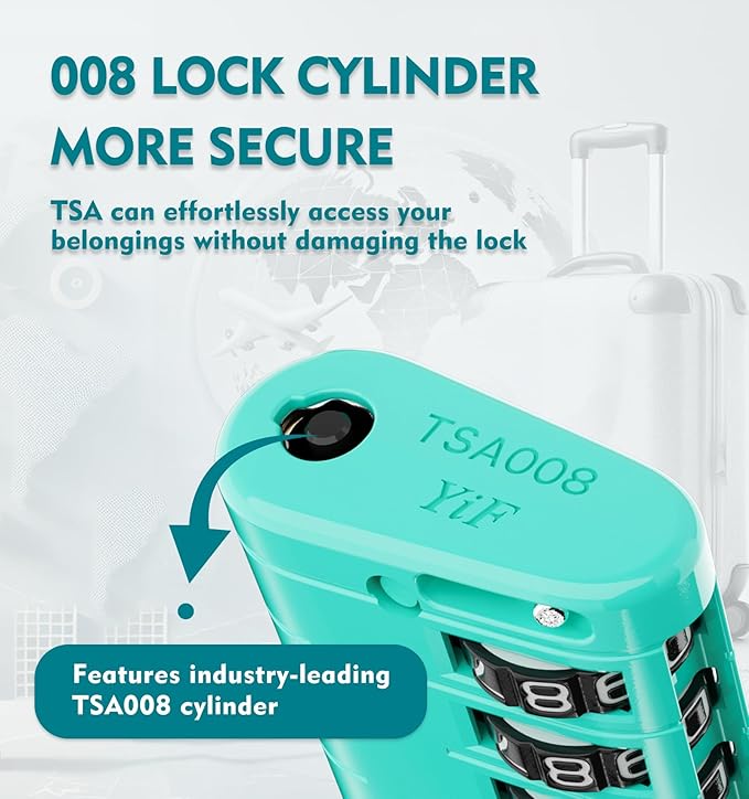 ANVIL 4 Digit Luggage Locks, TSA Locks for Luggage, Advanced TSA008 core, Alert Indicator for Your Travel Lock, Suitcase Lock.(3, Cyan)