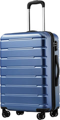 Coolife Luggage Suitcase Carry-on Spinner TSA Lock USB Port Expandable (only 28’’) Lightweight Hardside Luggage (Ice Blue, L(28in))