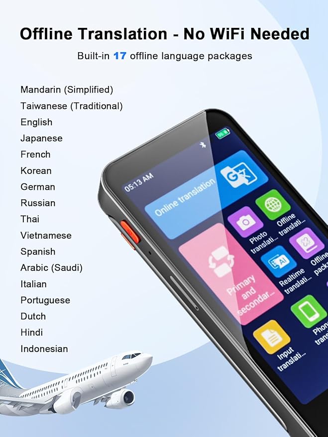 iTour Detachable Language Translator Device, Upgraded Instant Voice Translator, Real Time Dual Screen AI Translator with 139 Languages, Online & Offline & Photo & Group Chat & Text Translation