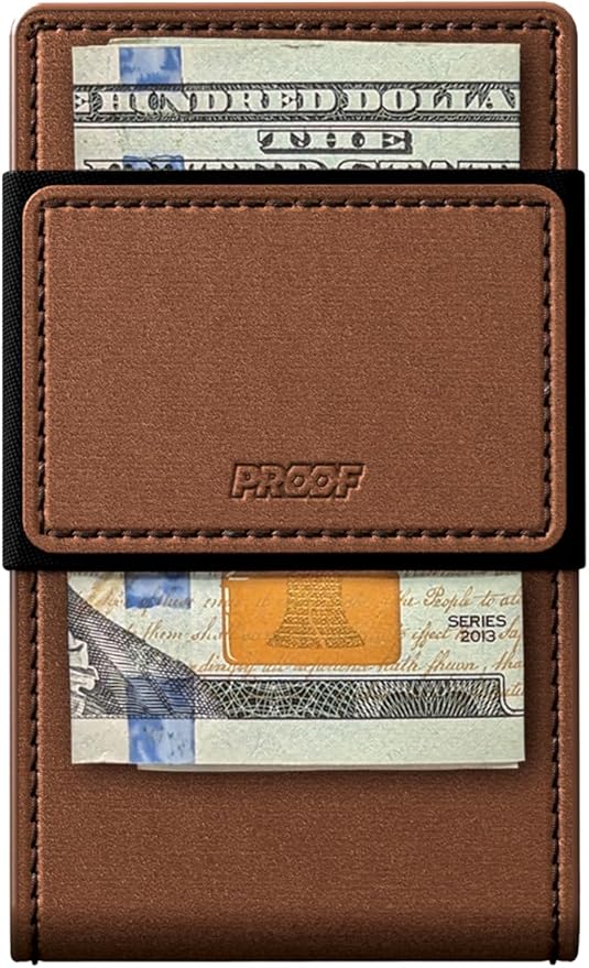 PROOF Wallet | Slim Minimalist Wallets for Men | Leather & Metal | RFID Wallet | Front/Back Pocket | Gift Box | Veteran Owned