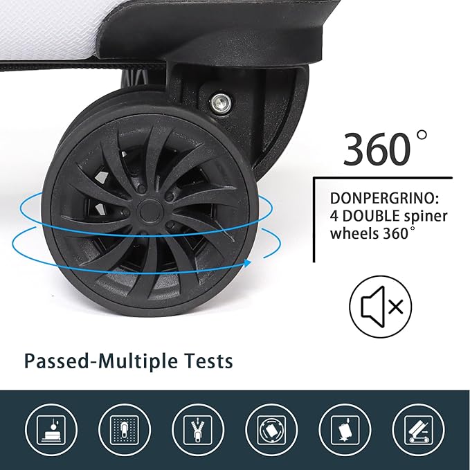 Luggage Set 3 Pieces (20/24/28) -Suitcase Set - Carry on Luggage with Wheels - Check-in Luggage - PC + ABS Durable Suitcase Rotating Silent Wheels Hardside Luggage with Spinner Wheels,5pcs (White)