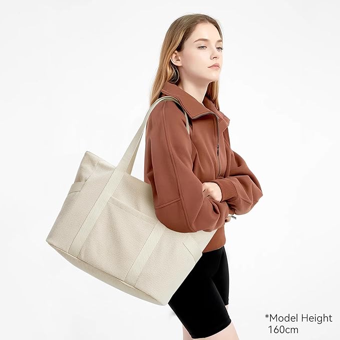 Tote Bag for Women with Zipper, Travel Tote Bags with Compartments Large Shoulder Bag Handbag for Gym Work School