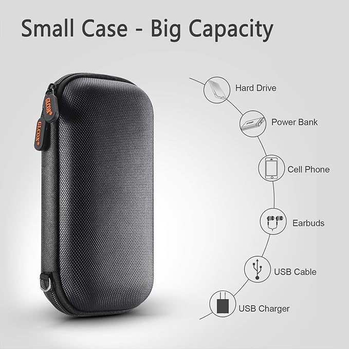 External Hard Drive Case - GLCON Shockproof EVA Carrying Case for WD My Passport Element Seagate Expansion Backup Toshiba 1TB 2TB 4TB - High Protection Portable Travel Electronic Power Bank Bag
