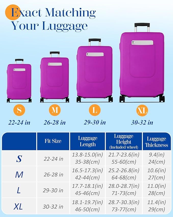 Slohif Luggage Cover for Suitcase Tsa Approved Protector - Luggage Sleeve Suit Case Cover Travel Stretch Large Baggage Case Protective Washable Fit 22-24 Inch Purple