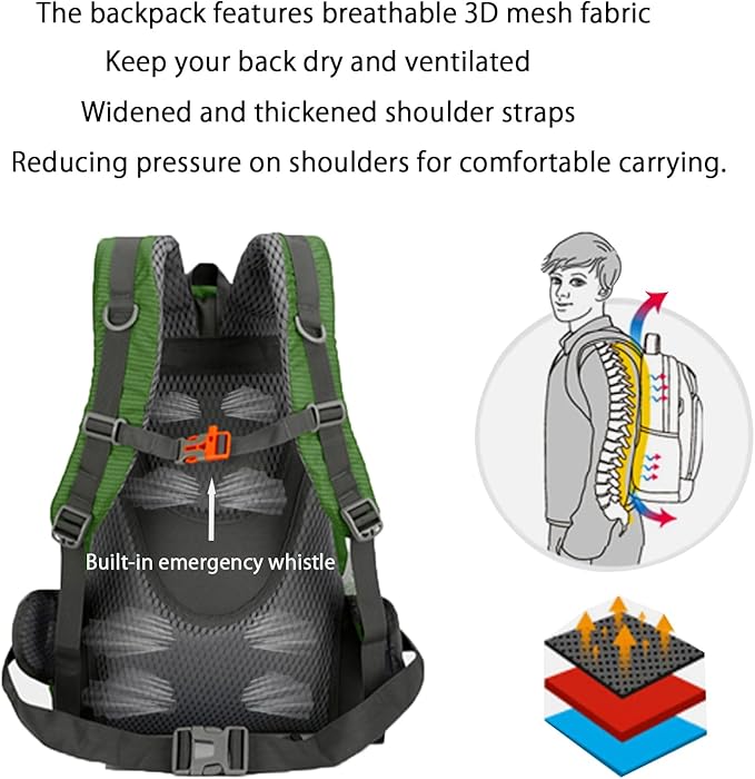 35L Hiking Backpack, Camping Backpack for Adventures, Green