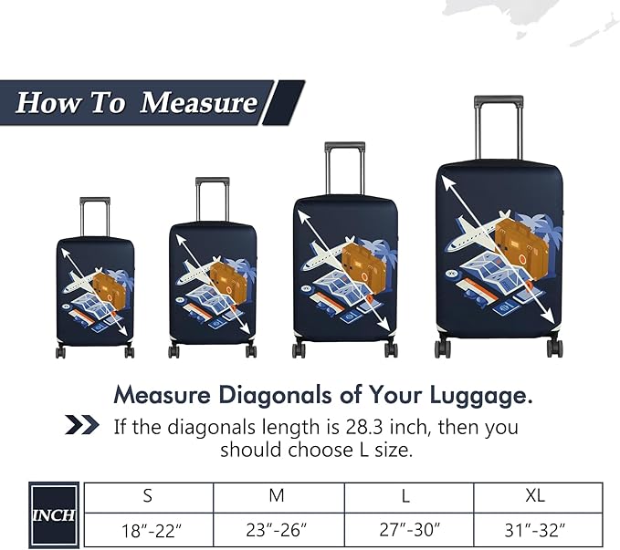 HYPER VENTURE Washable Luggage Cover - Fashion Suitcase Protector Fits 27-30 Inch Luggage (Journey, L)