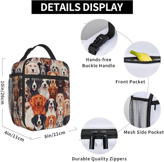 Dog Insulated Lunch Box for Women Men Dog Lunch Bag for Travel,or Fishing Polyester