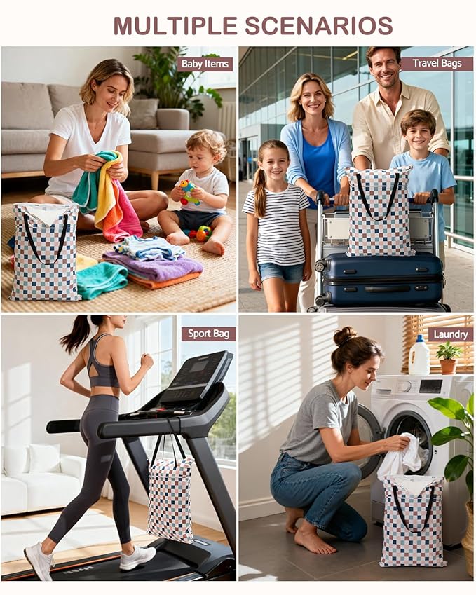ALVABABY 2 Pack Large Wet Dry Bag Waterproof Hanging Cloth Diaper with Double Zippered Pockets 25x18 inches 2HL02