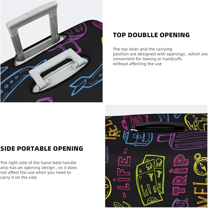 Trip Colored Graffiti Travel-Life Style Luggage Cover Washable Suitcase Protector, Luggage Tag Travel Birthday Gifts For Men Women(M 22-25 Inch Luggage)