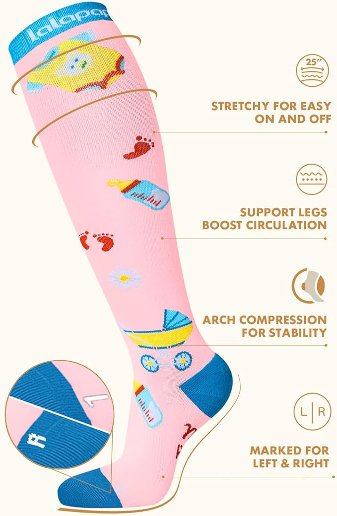 Thick Soft Cotton Compression Socks for Women Men 15-20mmHg Knee High Breathable Cotton Socks for All Day Comfort