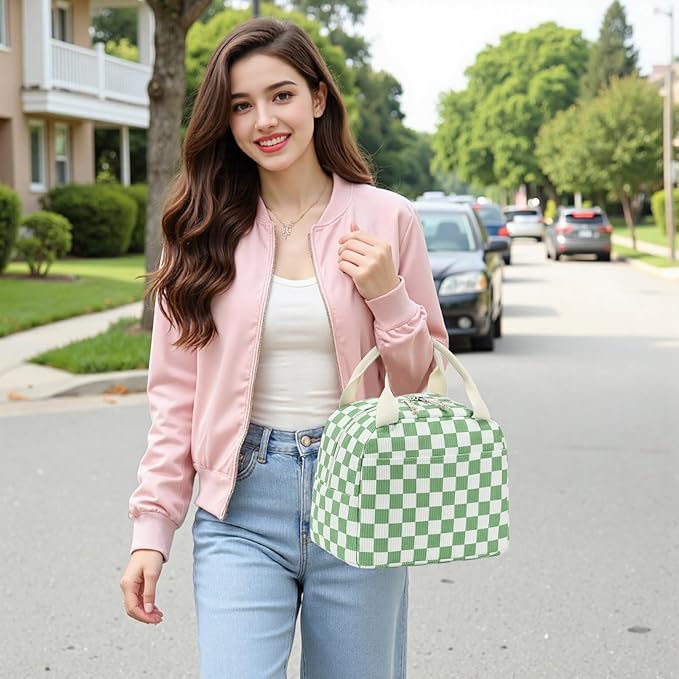 Bluboon Lunch Bag for Women Men Cute Corduroy Lunch Tote Bags Reusable Insulated Lunch Box Large Capacity Reusable Insulated Cooler for Work Picnic or Travel