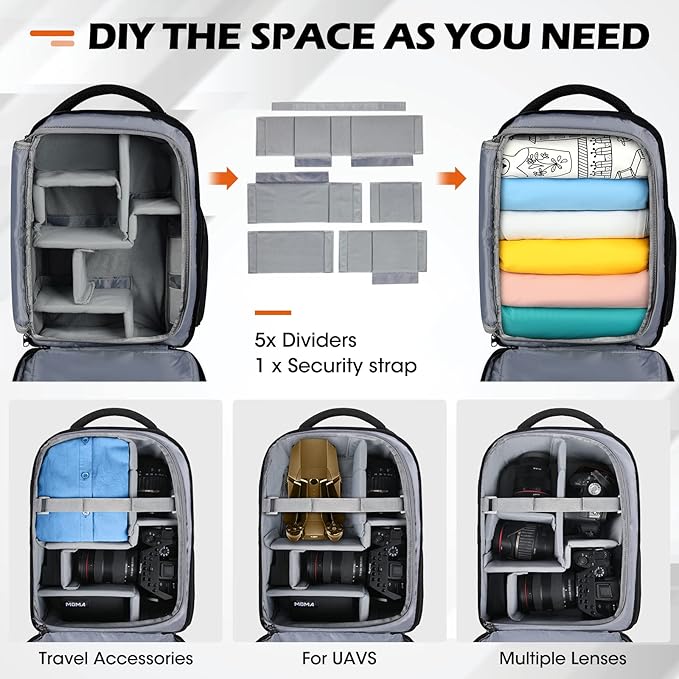 SDYSM Camera Bag Backpack Professional for DSLR SLR Mirrorless Camera Waterproof Laptop Back Pack 14 Inch with Rain Cover Anti Theft Travel Case Large Capacity Photography Backpack Camouflage