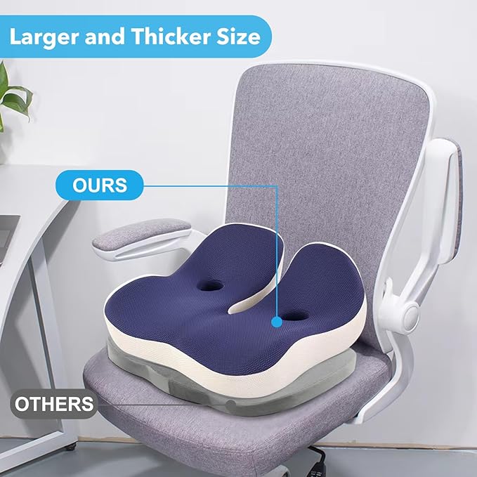 Seat Cushion,Office Chair Memory Cushion, Ergonomic Design, Relieve Sciatica and Long-Term Sitting Pain, Suitable for desks, Car Seats, Games, Wheelchairs