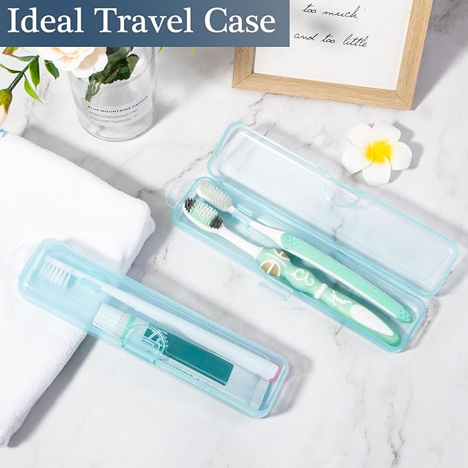 Toothbrush Case Holder 2 Pack, Clear Blue Toothbrush Travel Case Travel SizePlastic Toothbrush Holder Toothpaste Storage Container Portable for Traveling, 7.87 x 1.85 x 1.18”
