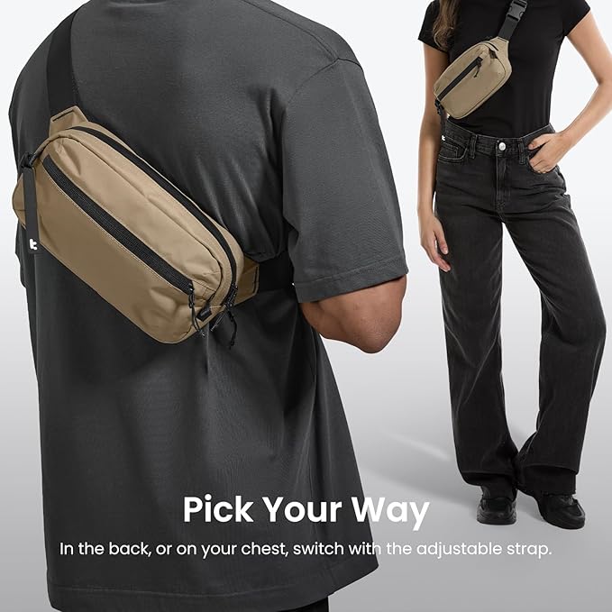 tomtoc 3.5L Sling Bag with RFID Blocking, Crossbody Bag Chest Shoulder Pack for Men and Women, Water-resistant Lightweight Casual Waist Fanny Pack for Travel/Daily Use