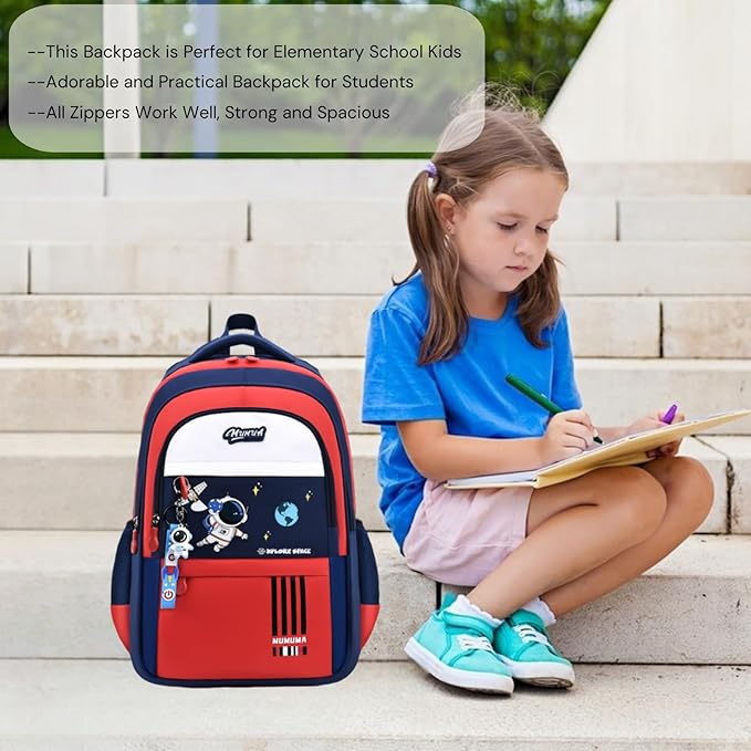 Astronaut-space Backpack for Boys-Girls Elementary Middle School Backpack Book Bags for Girls Kids Lightweight Back Pack Red