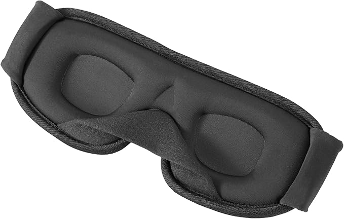 Sleep Mask for Men and Women 3D Contoured Eye Mask Patented Adjustable Light Blocking Night Mask for Sleeping (Black)