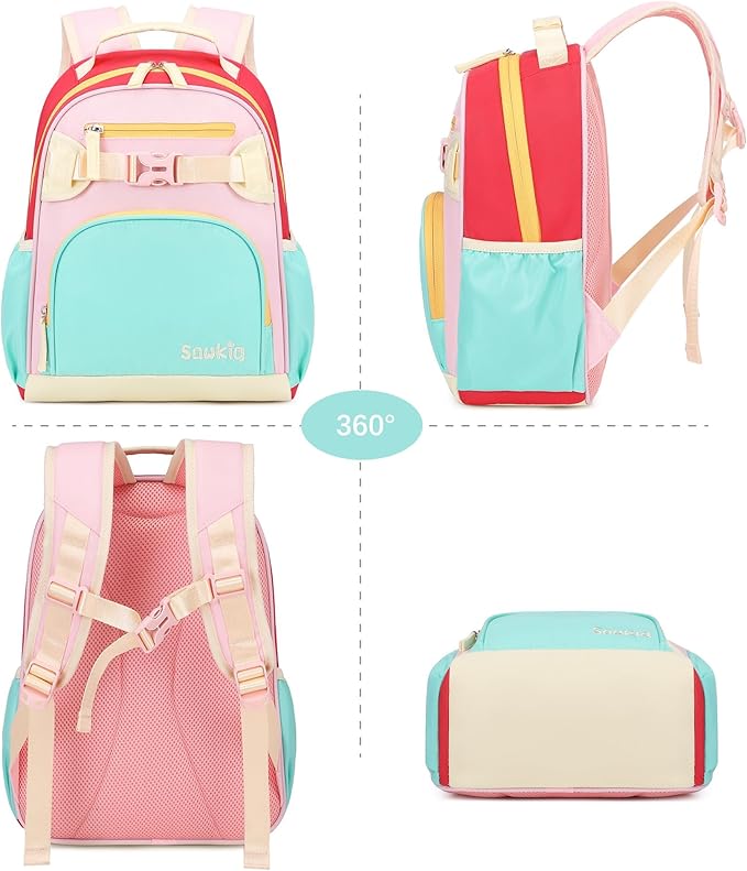 Cute Mini Toddler Backpacks for Girls 2-4 Little Kids Backpack preschool Bookbag (Aqua Pink Red)