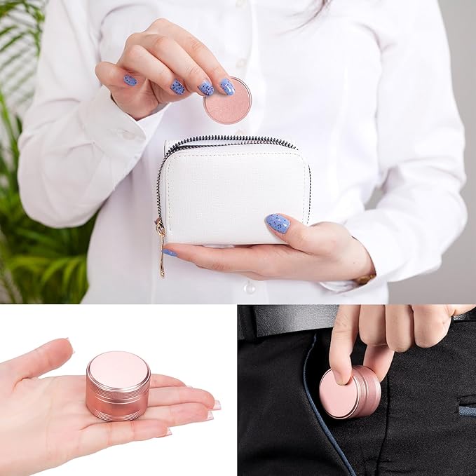 Small Metal Pill Box Pill Container - Waterproof Travel Pill Case for Purse Pocket, Portable Single Round Medecine Organizer Daily Vitamin Medication Pill Holder Pink